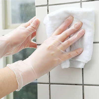 Transparent Disposable Vinyl Gloves Labor Protection Anti Acid PVC Elastic Gloves