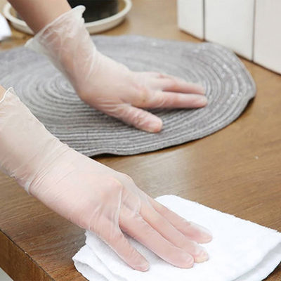 Transparent Disposable Vinyl Gloves Labor Protection Anti Acid PVC Elastic Gloves