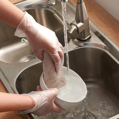 Transparent Disposable Vinyl Gloves Labor Protection Anti Acid PVC Elastic Gloves