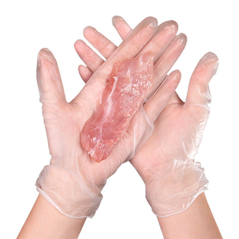 Transparent Disposable Vinyl Gloves Labor Protection Anti Acid PVC Elastic Gloves