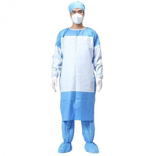 EN1186 Blue Disposable Surgical Gown Non Woven Surgical Robe Against  Viruses