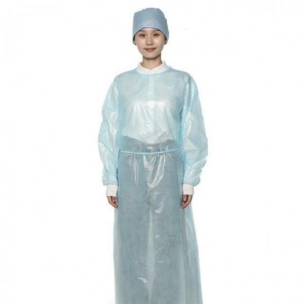 Customized Green Disposable Plastic Gowns 35gsm Disposable Barrier Gowns