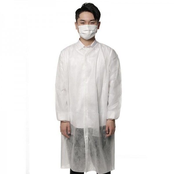 35gsm SMS Hospital Disposable Gowns White Non Woven Lab Coat