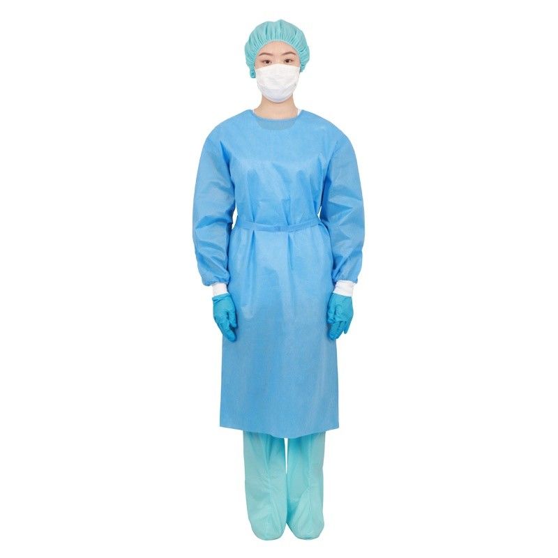 Reinforced 35gsm Blue Plastic Isolation Gowns Non Medical Disposable Pe Gowns